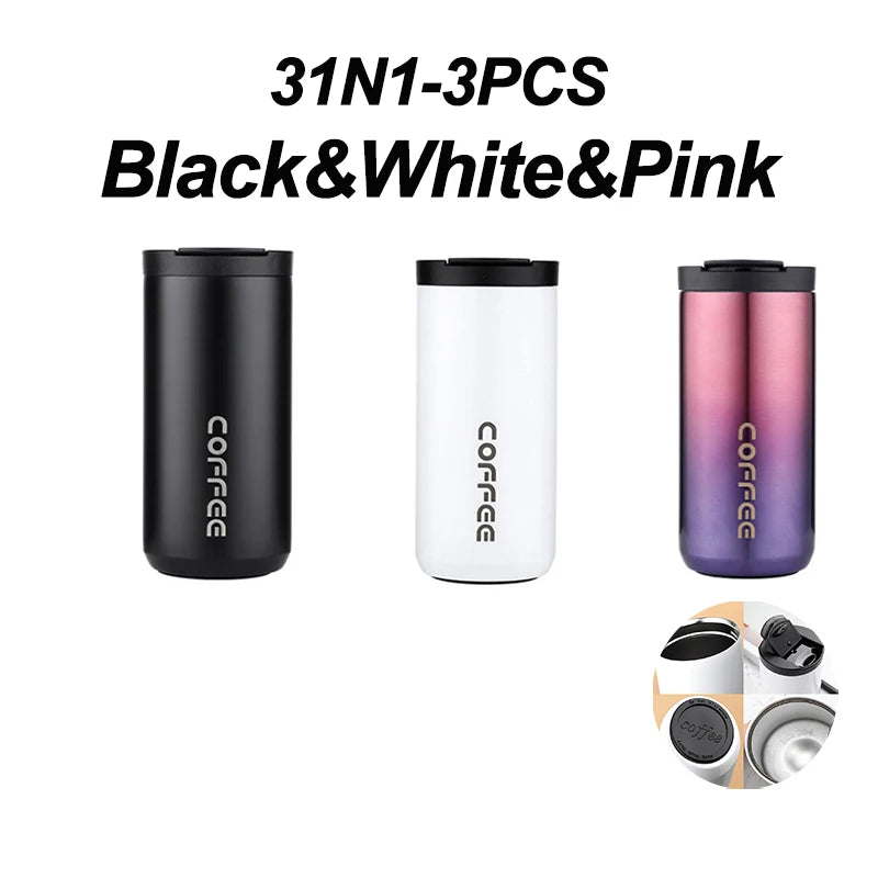 400ML Stainless Steel Coffee Thermos Bottle Thermal Mug Leakproof Car Vacuum Flasks Coffee Cup Travel Portable Insulated Bottles